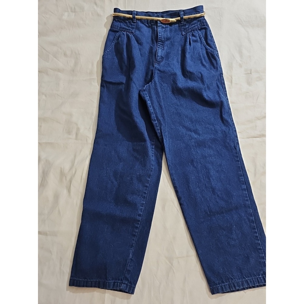 Vtg Cherokee High Waist Pleated Jeans Harem 27 X 26 w Thin Gold Stretch Belt